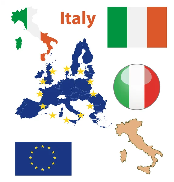 Ιταλία σημαία γυαλιστερή κουμπί — Διανυσματικό Αρχείο