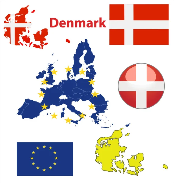 Bandera Dinamarca botón brillante — Archivo Imágenes Vectoriales