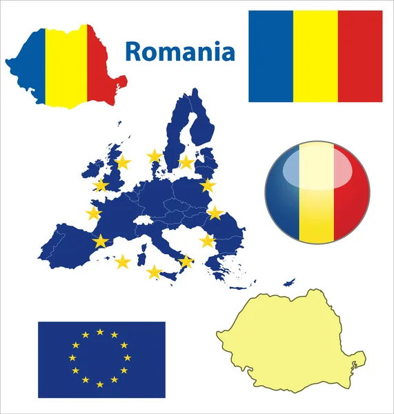 Rumania Bandera botón brillante — Vector de stock