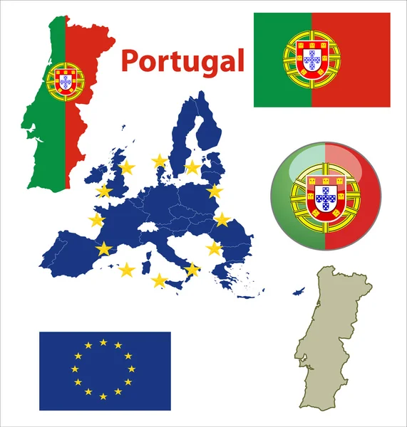 Portugal Bandeira botão brilhante — Vetor de Stock