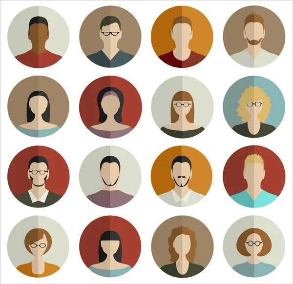 People Faces Circle Icons Set — Stock Vector