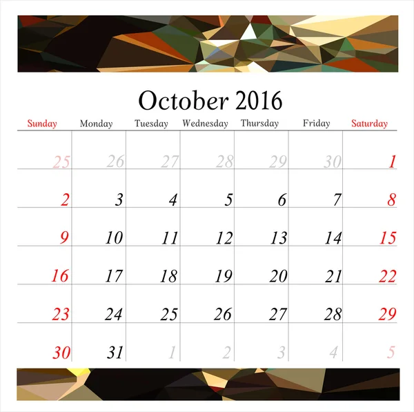 Styczeń Calendar Planner 2016 — Wektor stockowy