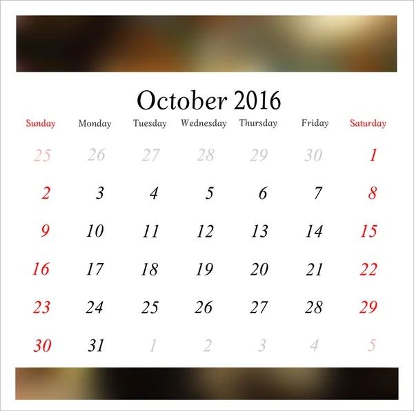 Kalender November 2016 - Stok Vektor