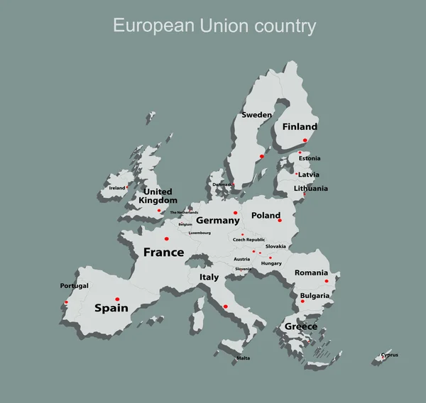 Mapa de la Unión Europea con los países — Archivo Imágenes Vectoriales
