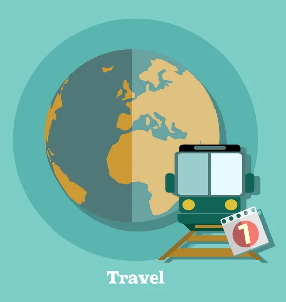 Traveling on train Flat design — Stock Vector