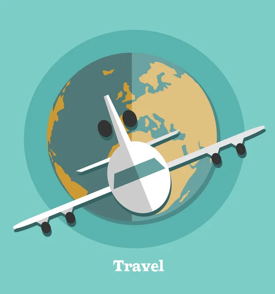 Traveling on airplane icon — Stock Vector