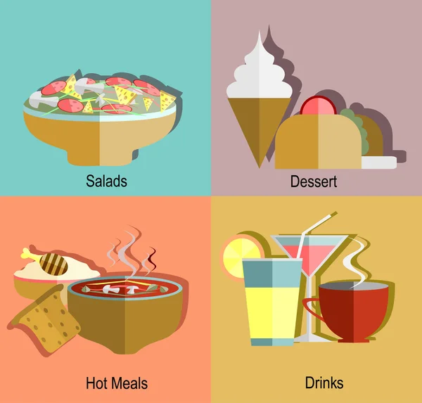 Conjunto de iconos de menú de alimentos — Archivo Imágenes Vectoriales