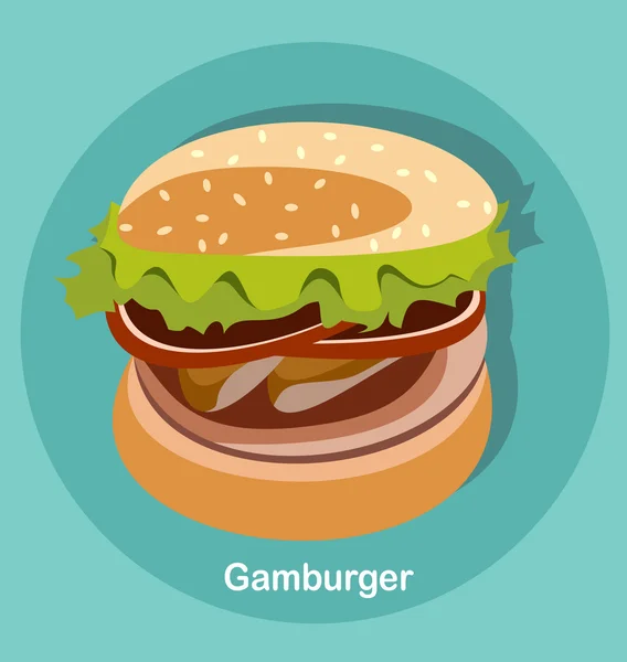 Ikon Hamburger berwarna - Stok Vektor