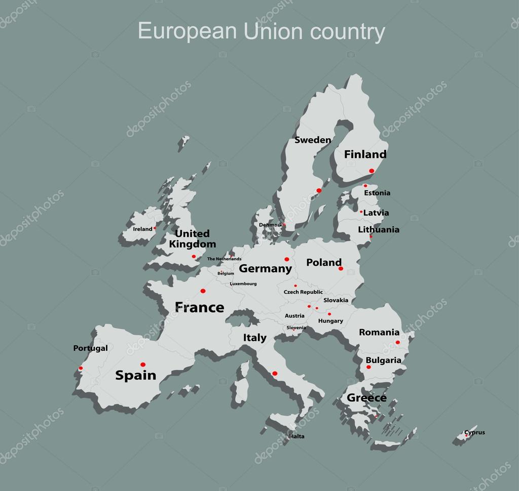 Karte der Europäischen Union mit Ländern lizenzfreie Grafiken © mitay20 97387706