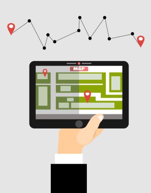 man holding smartphone with gps