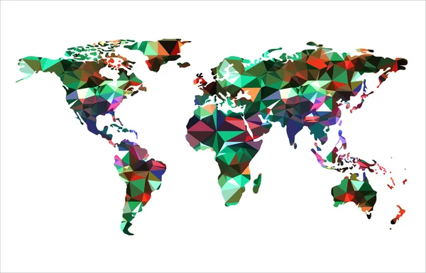 Kleurrijke driehoekige wereldkaart — Stockvector