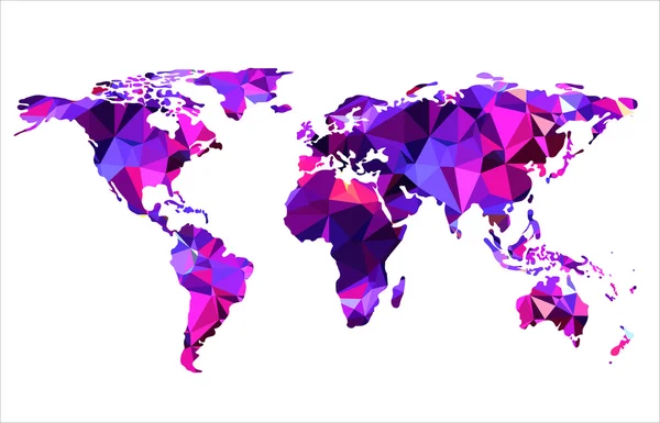 Mapa triangular colorido do mundo — Vetor de Stock