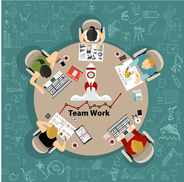 Team work in Flat style concept — Stock Vector