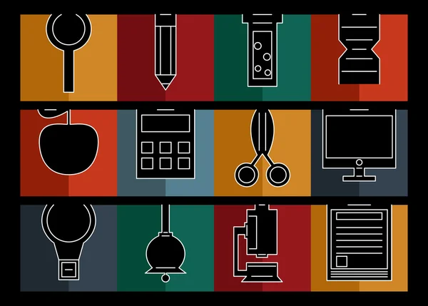 Kleurrijke onderwijs pictogrammen — Stockvector