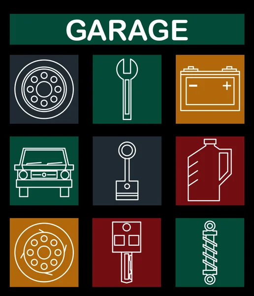 Ícones de serviço de garagem auto —  Vetores de Stock