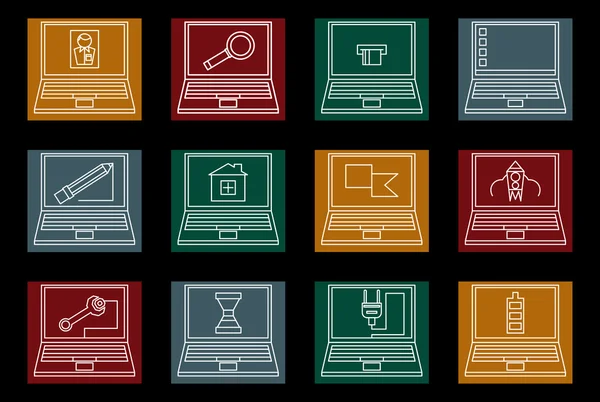 Colorful laptop icons set — Stock Vector