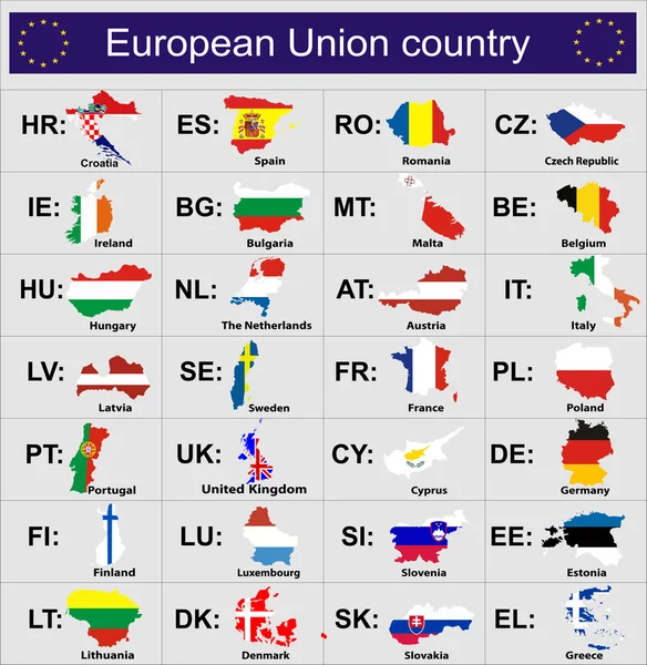 Bandiere nazionali dell'Unione europea — Vettoriale Stock