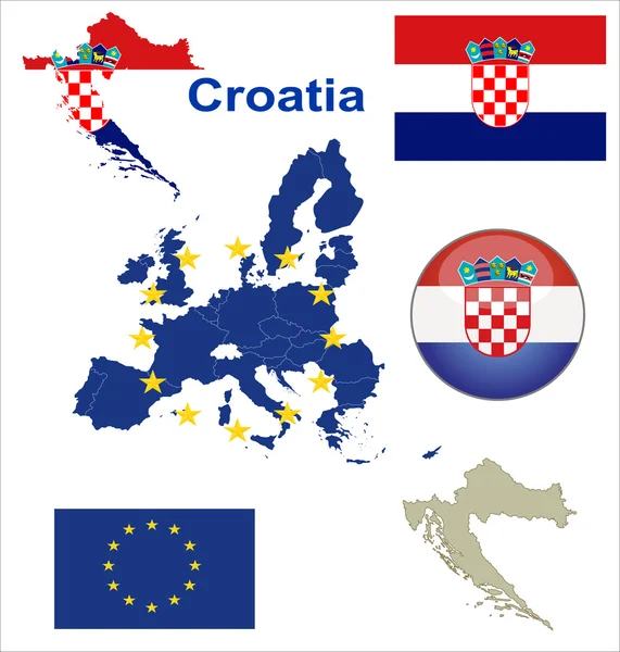 Croacia Bandera botón brillante — Archivo Imágenes Vectoriales