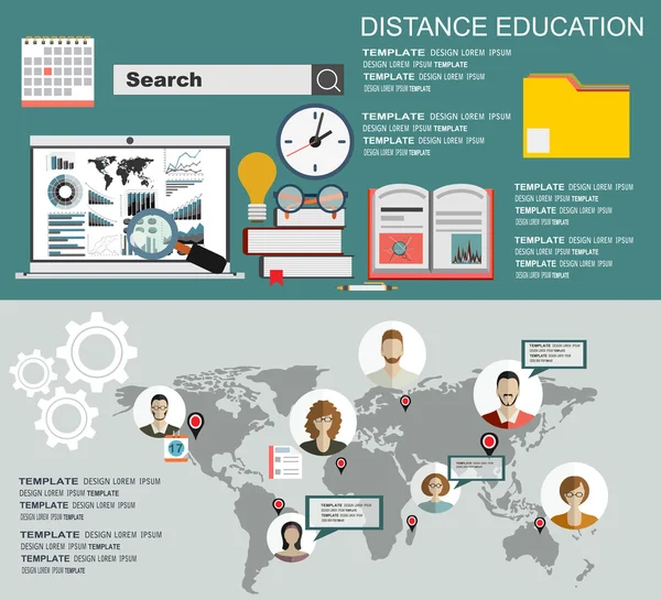 Distance education and learning — 图库矢量图片