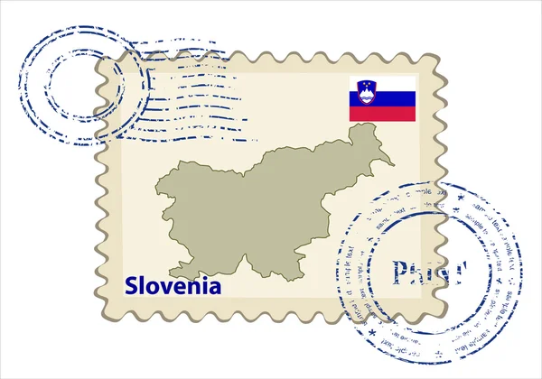 Postmark with map of Slovenia — Stock Vector