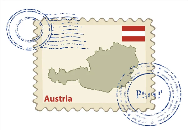 Matasellos con mapa de Austria — Archivo Imágenes Vectoriales