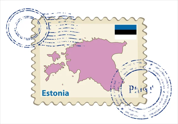 Matasellos con mapa de Estonia — Vector de stock