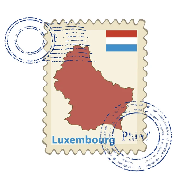 ルクセンブルグの地図クライアント消印を押す — ストックベクタ