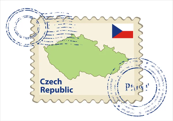 Matasellos con mapa de República Checa — Archivo Imágenes Vectoriales