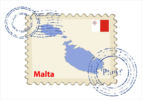 Matasellos con mapa de Malta — Archivo Imágenes Vectoriales