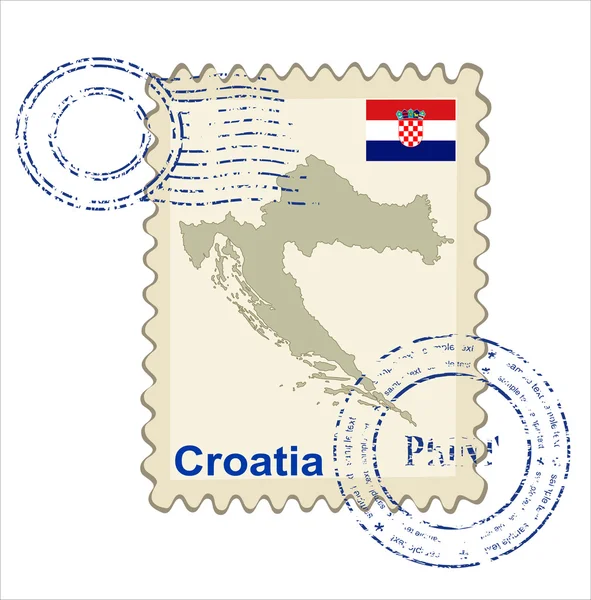 Matasellos con mapa de Croacia — Archivo Imágenes Vectoriales