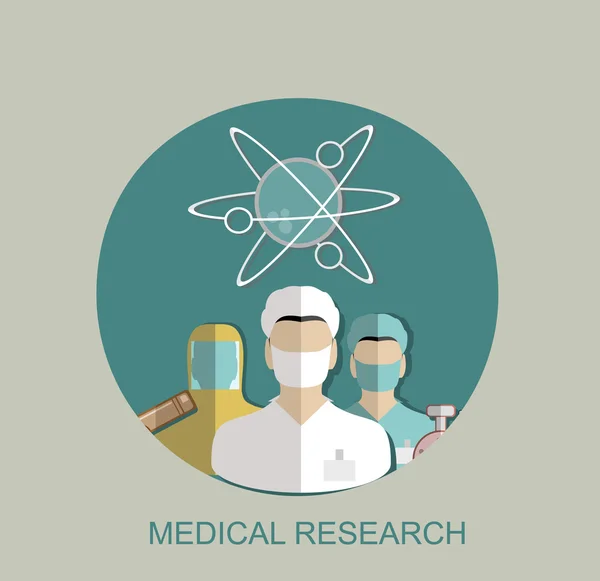 Icone piatte della ricerca medica — Vettoriale Stock