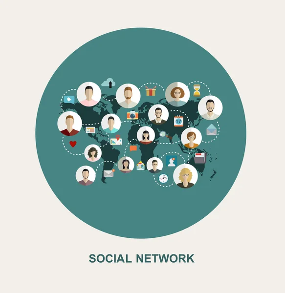 Jaringan sosial global - Stok Vektor