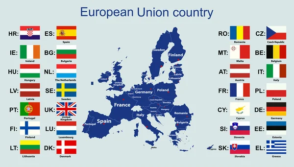El mapa de la Unión Europea — Vector de stock