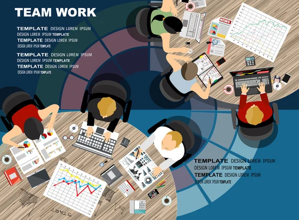 Csapatmunka a lapos stílusú koncepció — Stock Vector