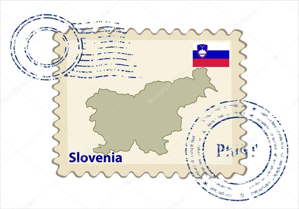 postmark with map of Slovenia