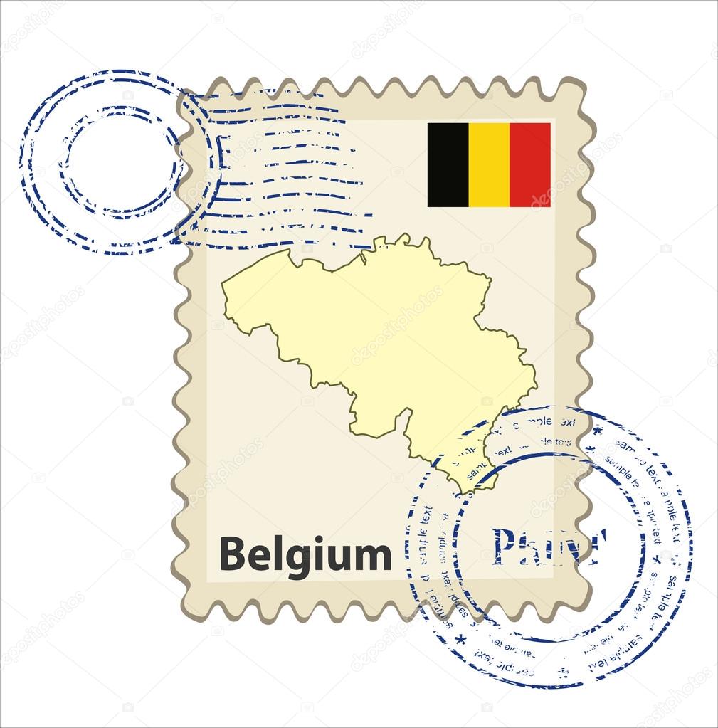 postmark with map of Belgium
