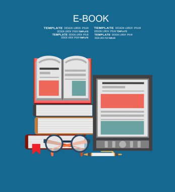 Digital tablet, books and glasses