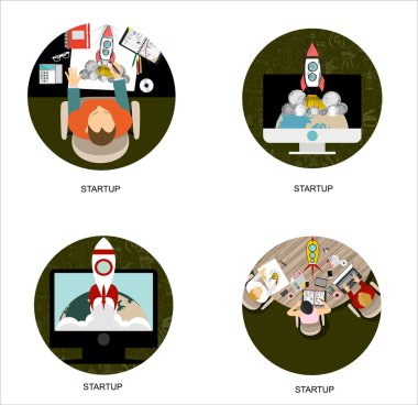 İş için düz tasarım kavramları