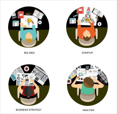 İş için düz tasarım kavramları