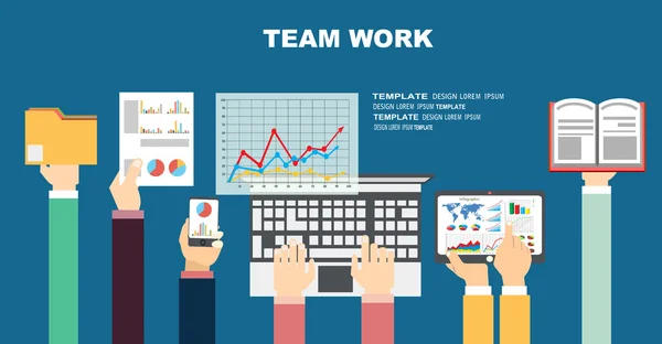 Concepts pour la stratégie de travail d'équipe — Image vectorielle