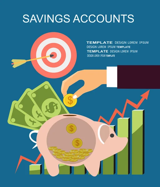 Megtakarítási számlák fogalmak készlet — Stock Vector