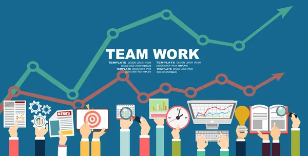 Conceptos para la estrategia de trabajo en equipo — Vector de stock