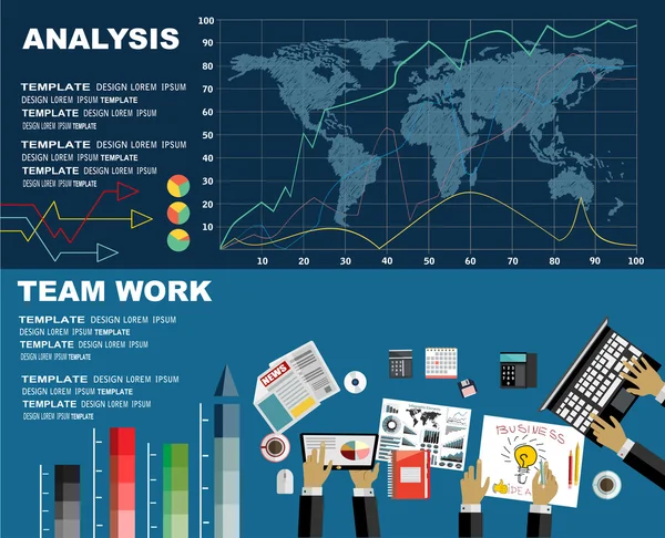 业务分析和团队工作策略 — 图库矢量图片