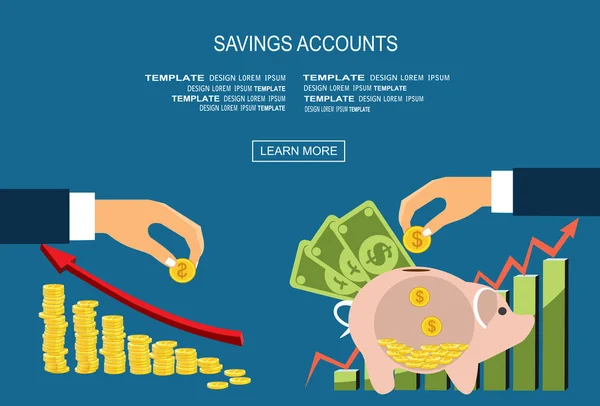Savings accounts concepts set — Stock Vector