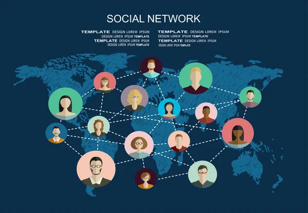Globales soziales Netzwerk — Stockvektor