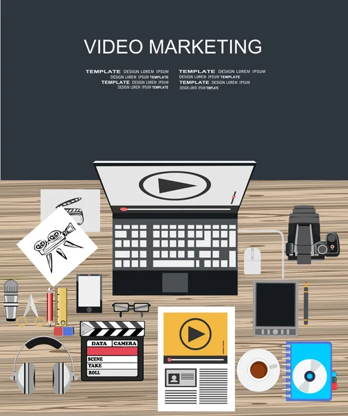 Concepts pour le marketing vidéo et numérique . — Image vectorielle