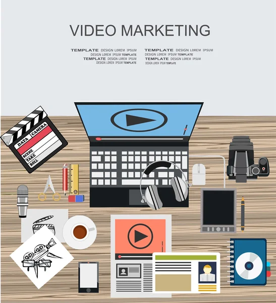 视频和数字营销的概念. — 图库矢量图片
