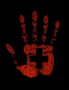 Kırmızı el çapraz ile yazdırma