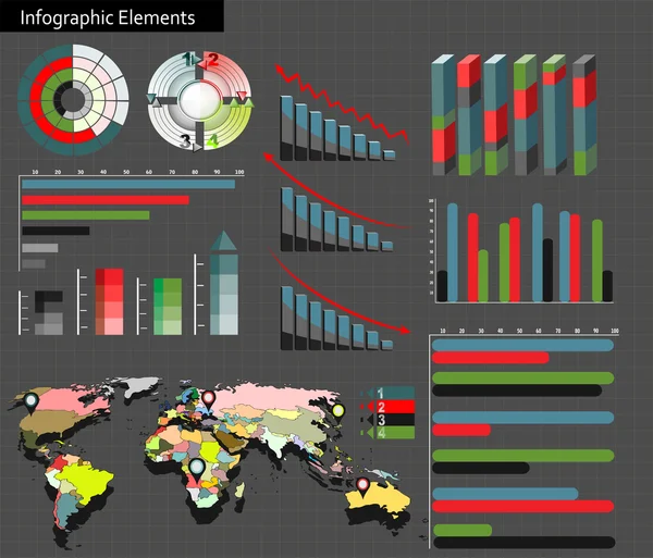 World Map and Information Graphics — Stock Vector