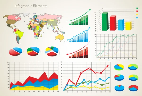 Mapa del mundo y gráficos de la información — Vector de stock